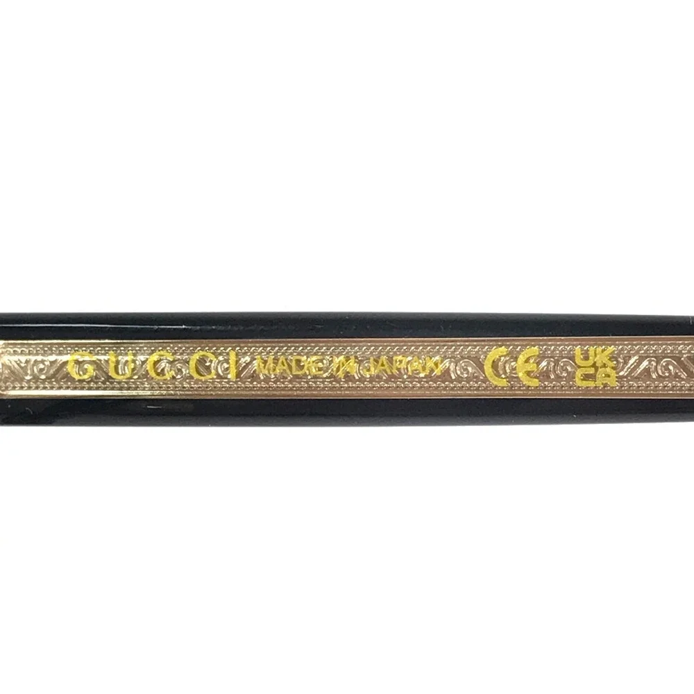 Gucci Eyeglasses Frames GG0317OZ 001 Black Gold Rectangle Full Rim 56-17-145